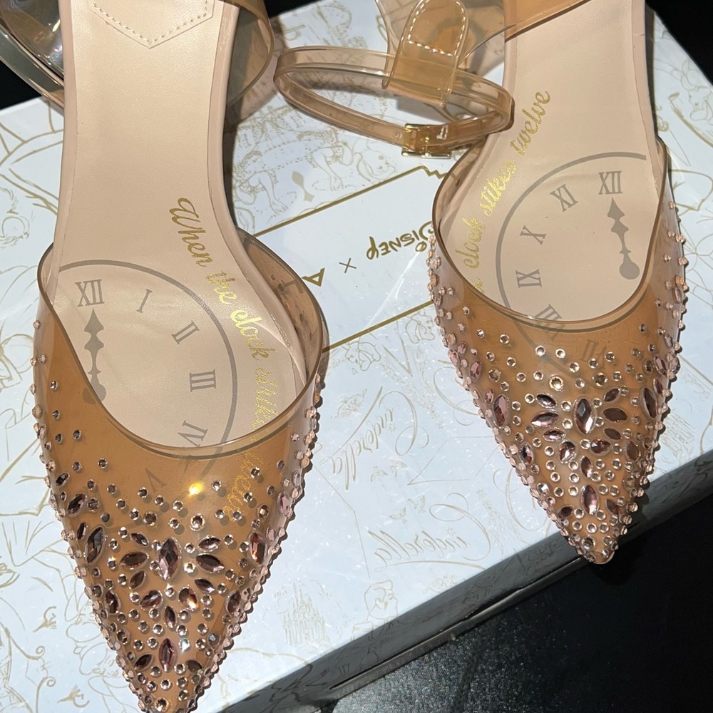 Disney x Aldo Bone Glass slipper heel size 8